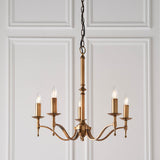 Interiors 1900 Stanford 5lt Chandelier Antique Brass with Champagne Shades