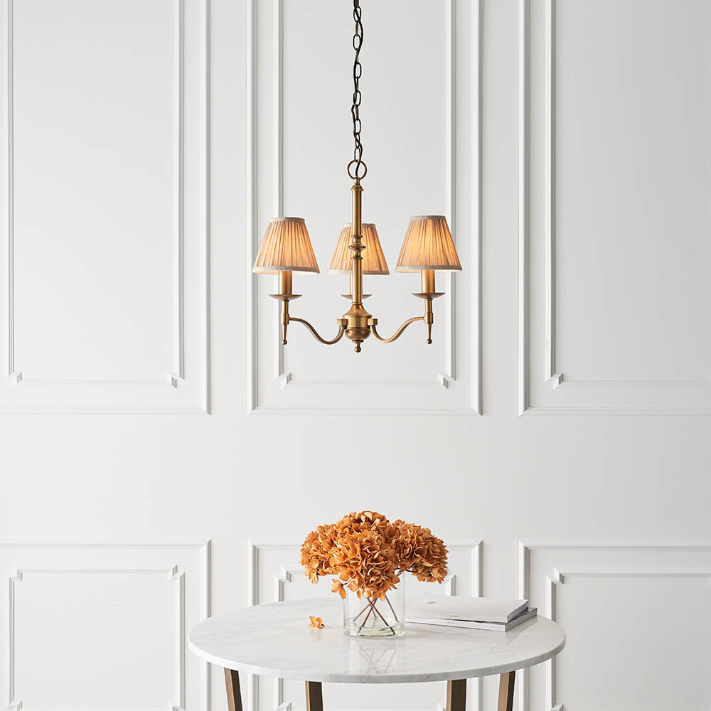 Interiors 1900 Stanford 3lt Chandelier Antique Brass with Champagne Shades