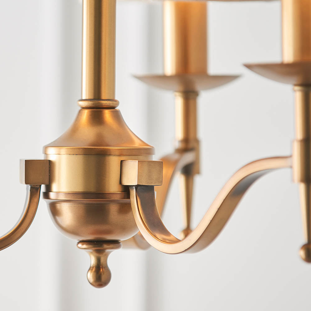 Interiors 1900 Stanford 3lt Chandelier Antique Brass with Champagne Shades