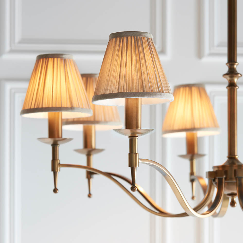 Interiors 1900 Stanford 8lt Chandelier Antique Brass with Champagne Shades