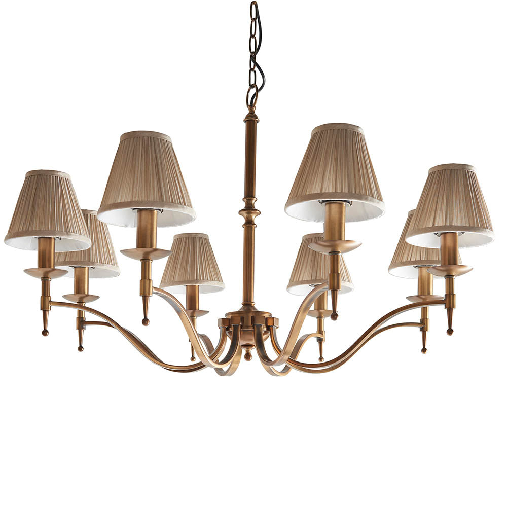 Interiors 1900 Stanford 8lt Chandelier Antique Brass with Champagne Shades