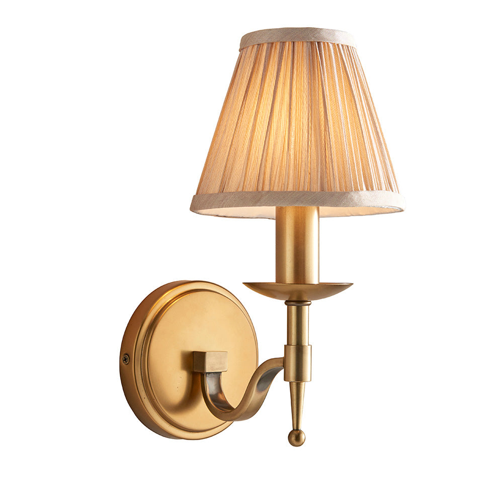 Interiors 1900 Stanford Single Wall Light Antique Brass with Champagne Shade