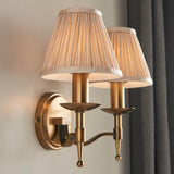 Interiors 1900 Stanford Twin Wall Light Antique Brass with Champagne Shade