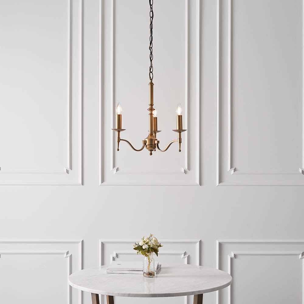 Interiors 1900 Stanford 3lt Chandelier Antique Brass