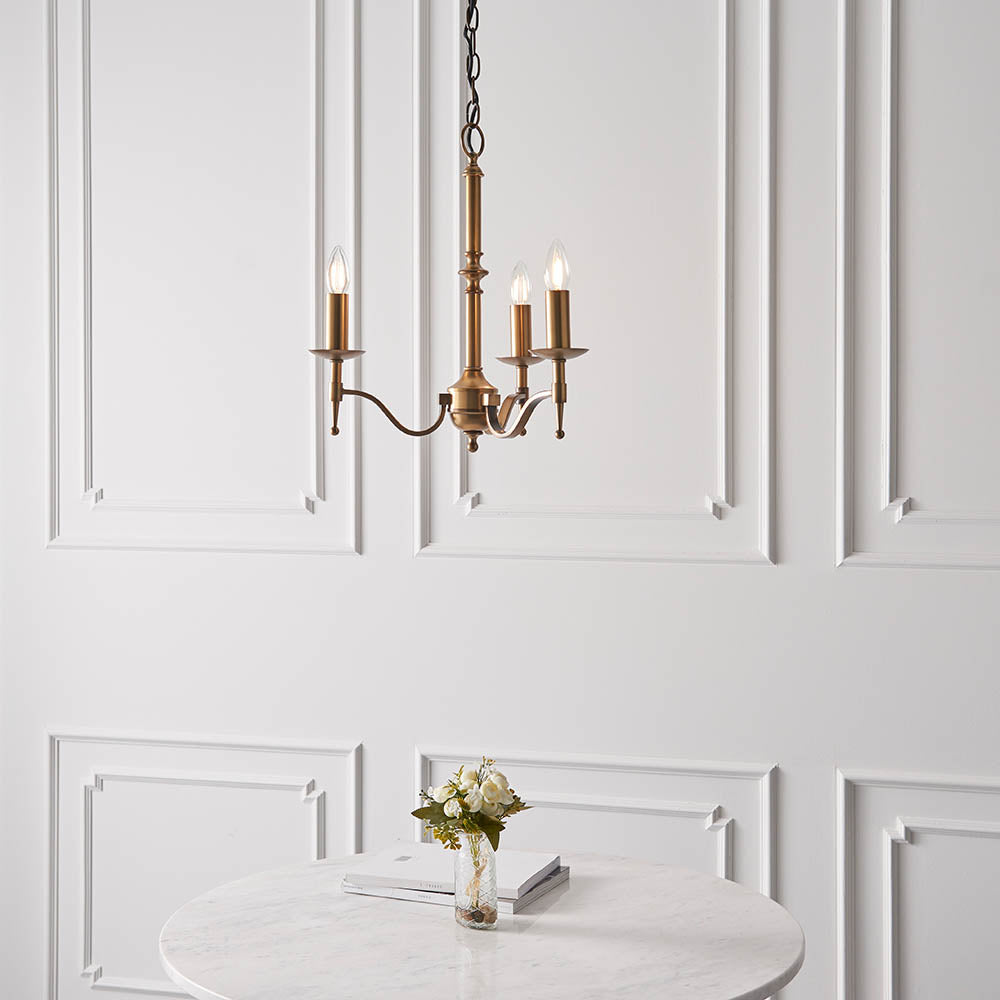 Interiors 1900 Stanford 3lt Chandelier Antique Brass
