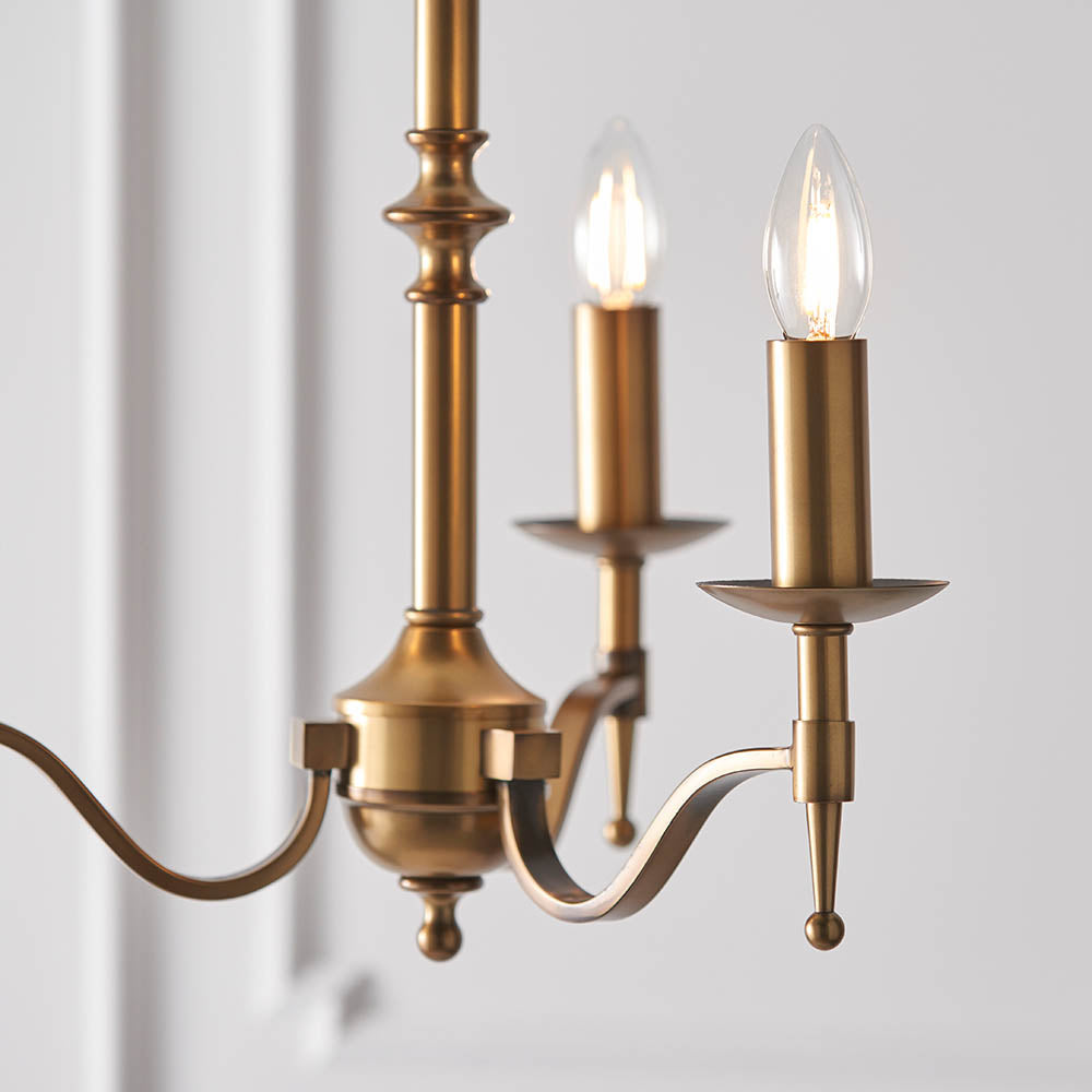 Interiors 1900 Stanford 3lt Chandelier Antique Brass