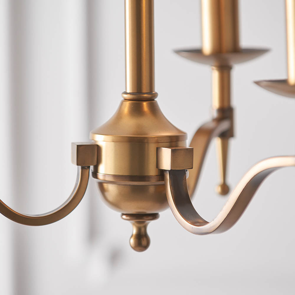 Interiors 1900 Stanford 3lt Chandelier Antique Brass