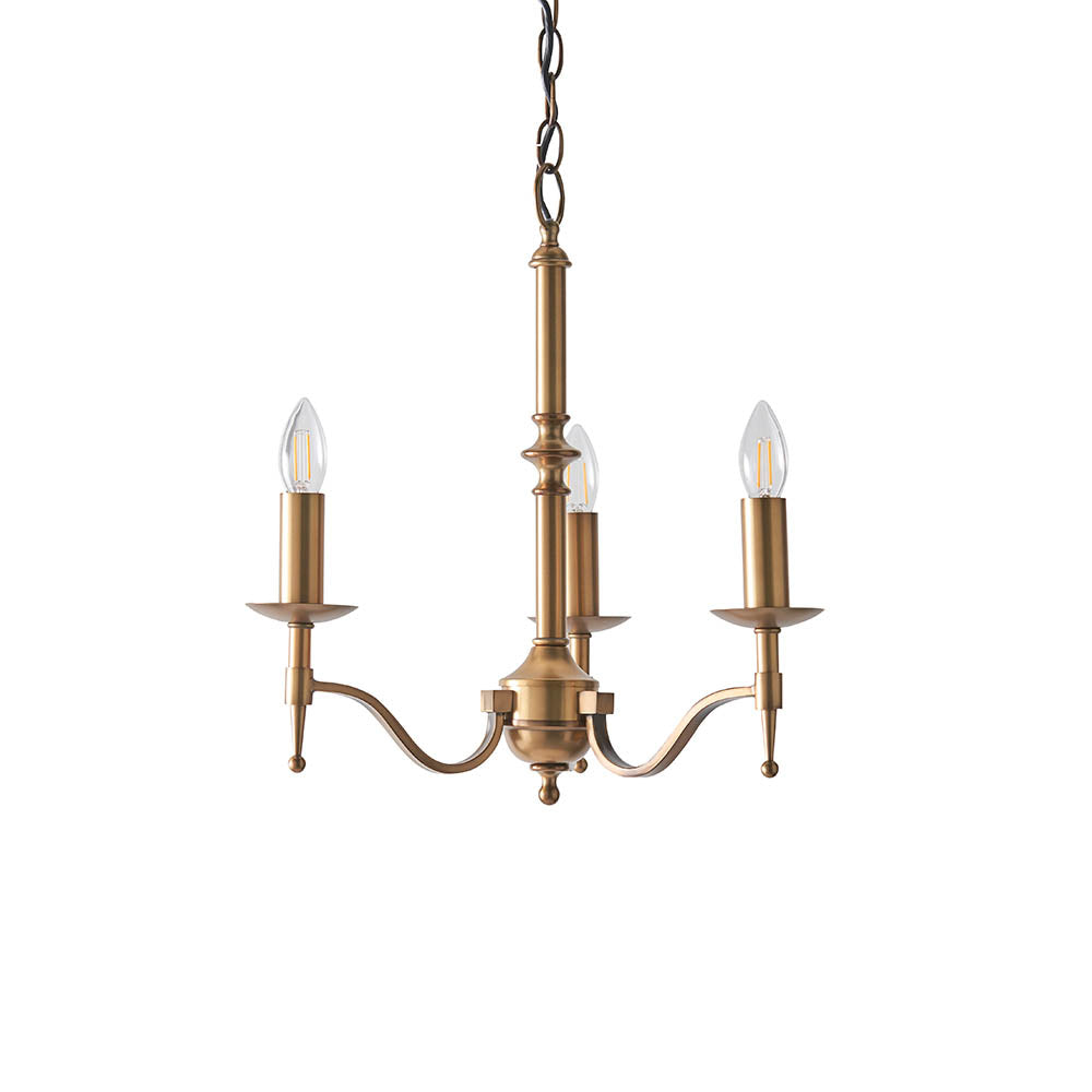Interiors 1900 Stanford 3lt Chandelier Antique Brass