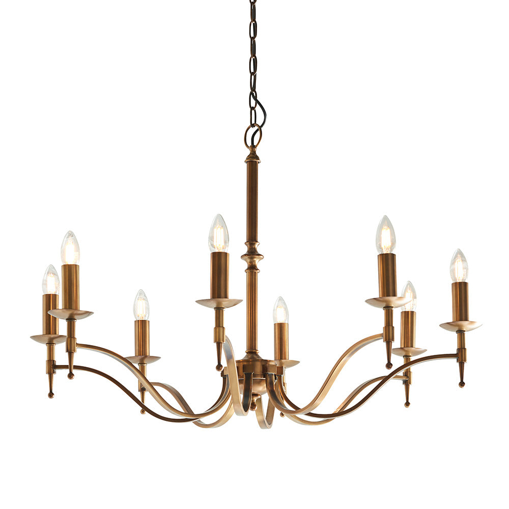 Interiors 1900 Stanford 8lt Chandelier Antique Brass