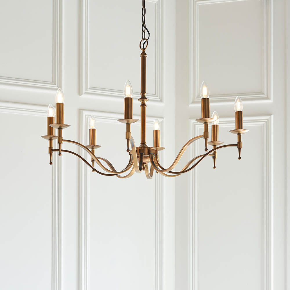 Interiors 1900 Stanford 8lt Chandelier Antique Brass