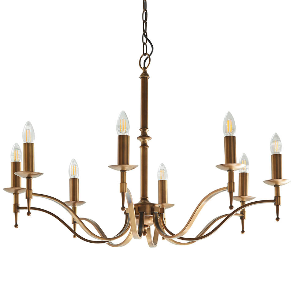 Interiors 1900 Stanford 8lt Chandelier Antique Brass