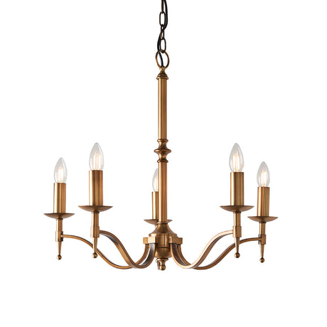 Interiors 1900 Stanford 5lt Chandelier Antique Brass