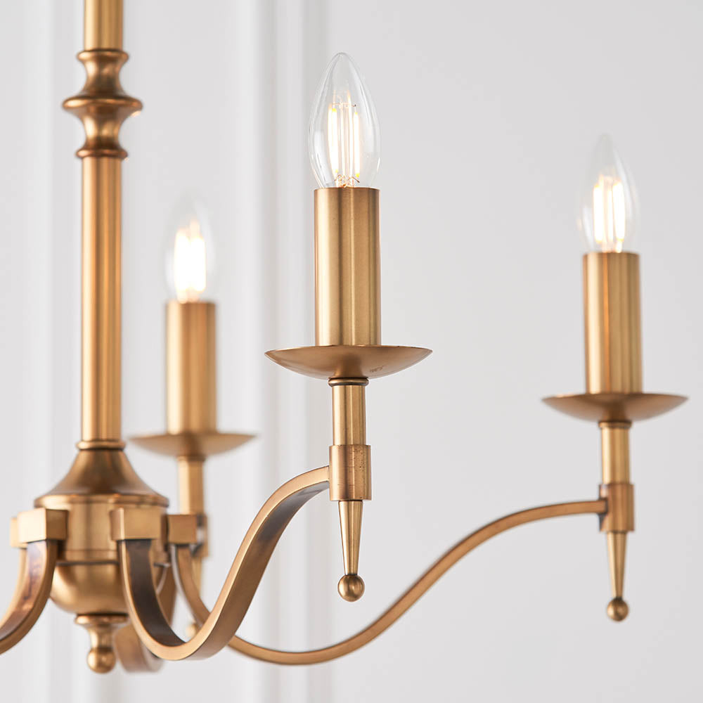 Interiors 1900 Stanford 5lt Chandelier Antique Brass