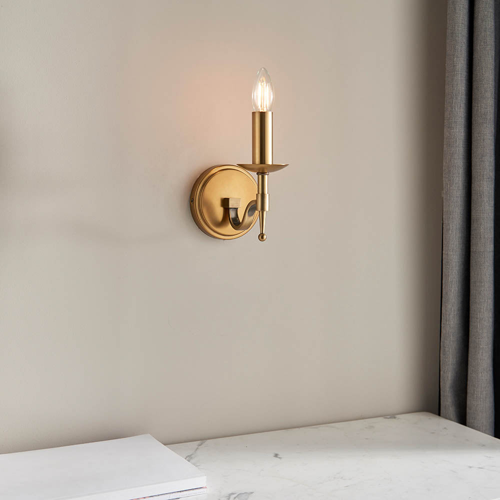 Interiors 1900 Stanford Single Wall Light Antique Brass
