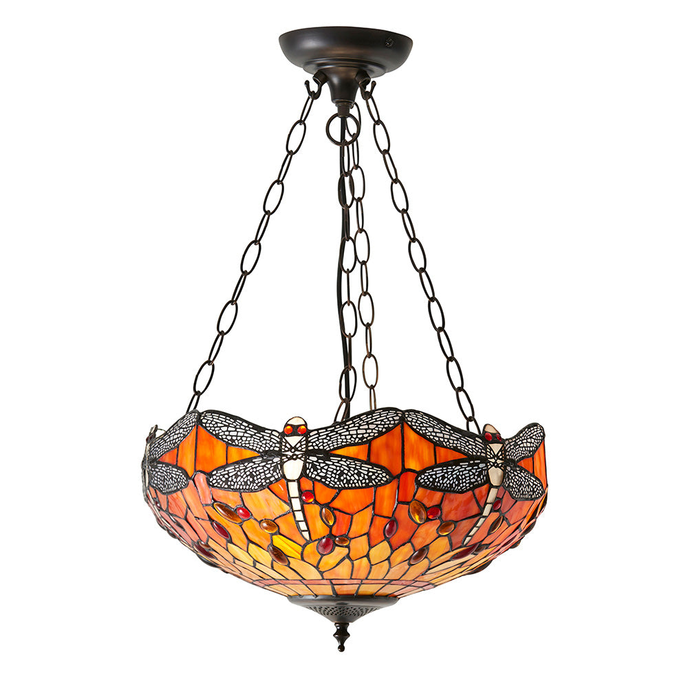 Tiffany Dragonfly Flame Medium Inverted 3lt pendant