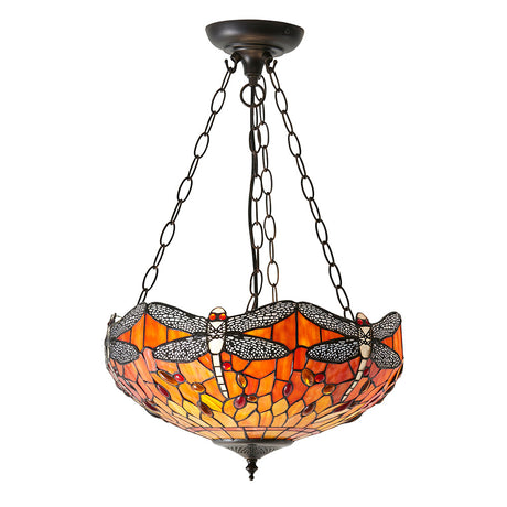 Tiffany Dragonfly Flame Medium Inverted 3lt pendant