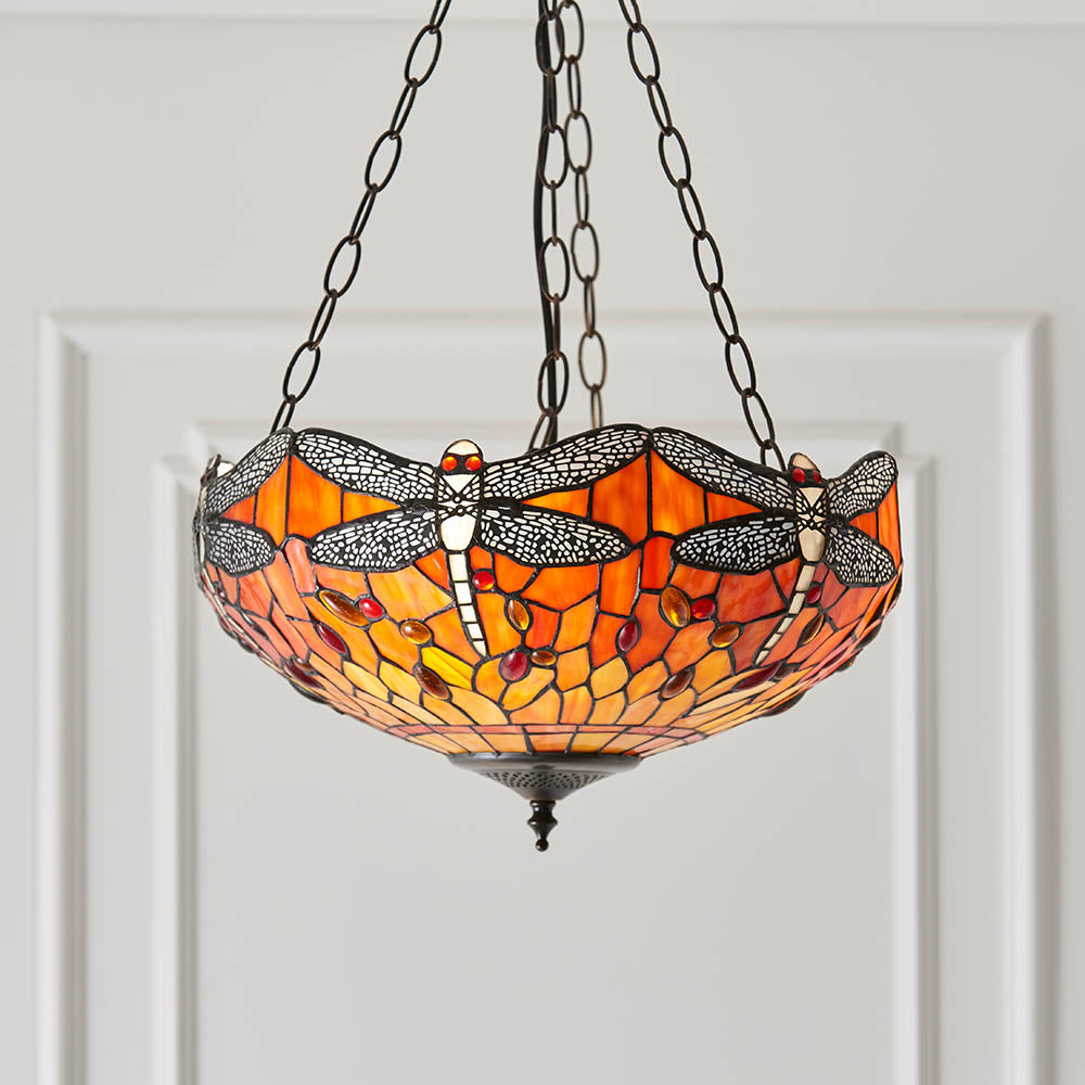 Tiffany Dragonfly Flame Medium Inverted 3lt pendant