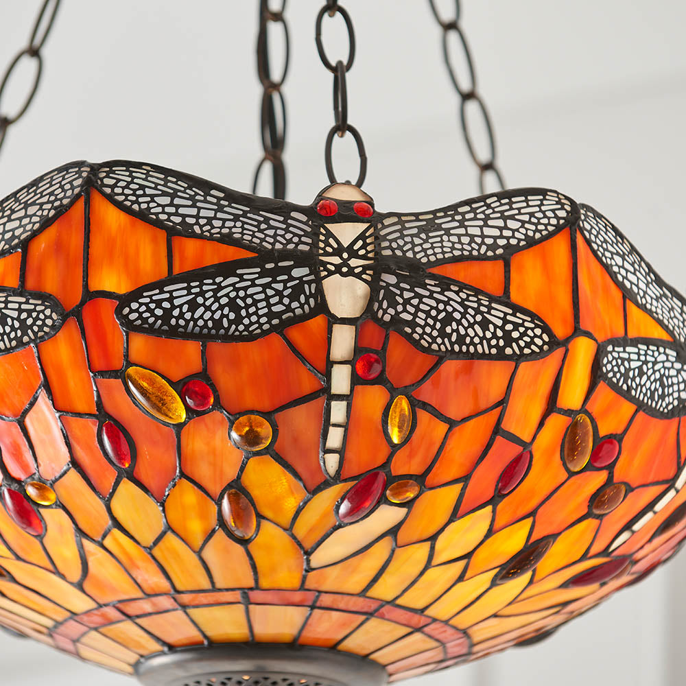 Tiffany Dragonfly Flame Medium Inverted 3lt pendant