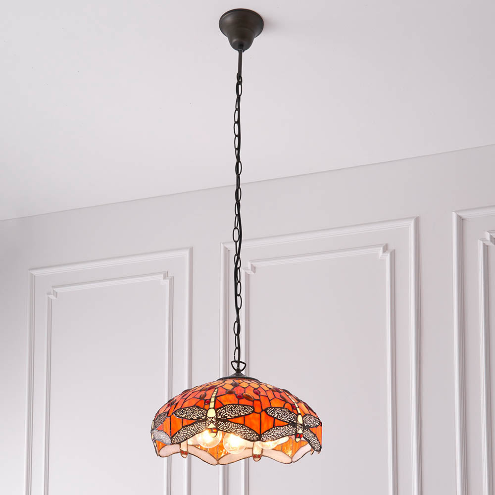 Tiffany Dragonfly Flame Medium 3lt Pendant