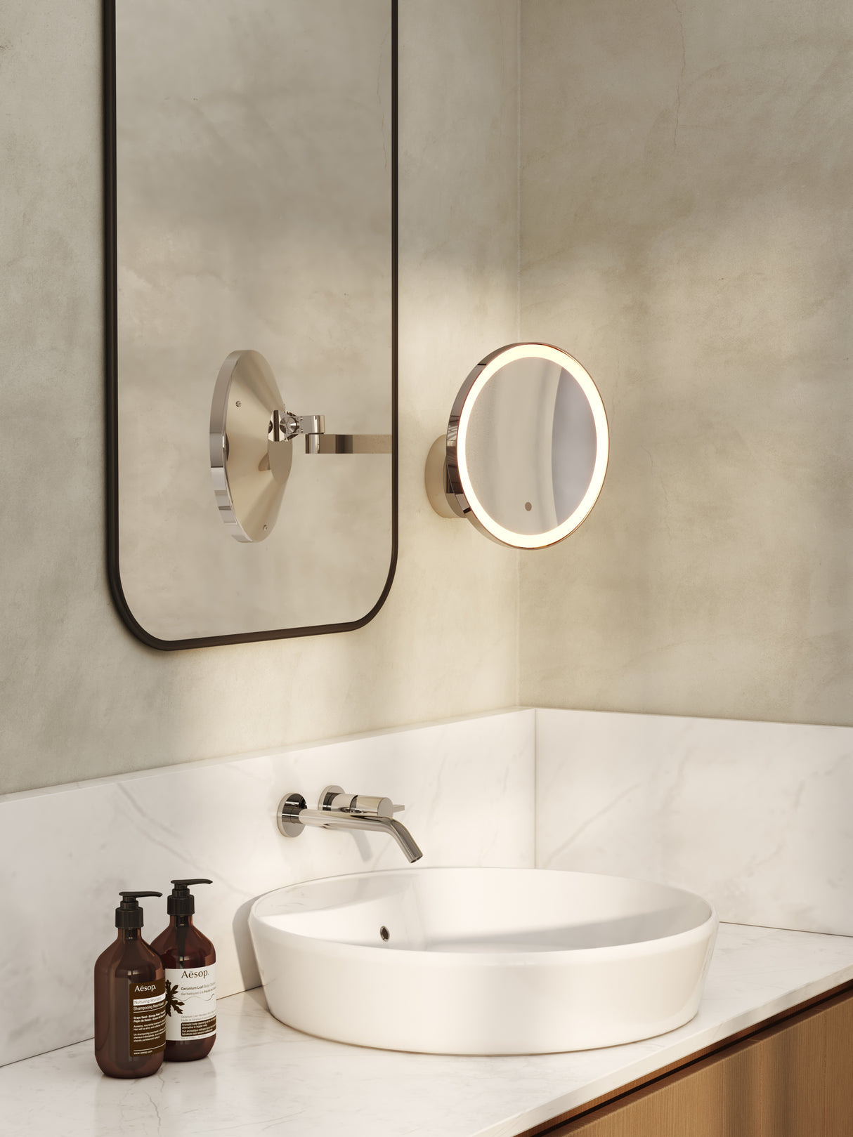 Astro Nagoya Polished Chrome Bathroom Magnifying Mirror