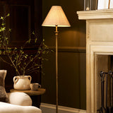Garden Trading Kelmscot Floor Lamp With Linen Shade Antique Bronze Finish