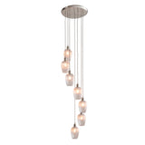 Amos Lucid Bright Nickel & Clear Ribbed Glass 7 Light Cascade