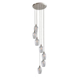 Amos Lucid Bright Nickel & Clear Ribbed Glass 7 Light Cascade