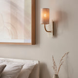 Amos Compton Marble Curved Wall Light with Linen Shade