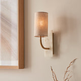 Amos Compton Marble Curved Wall Light with Linen Shade