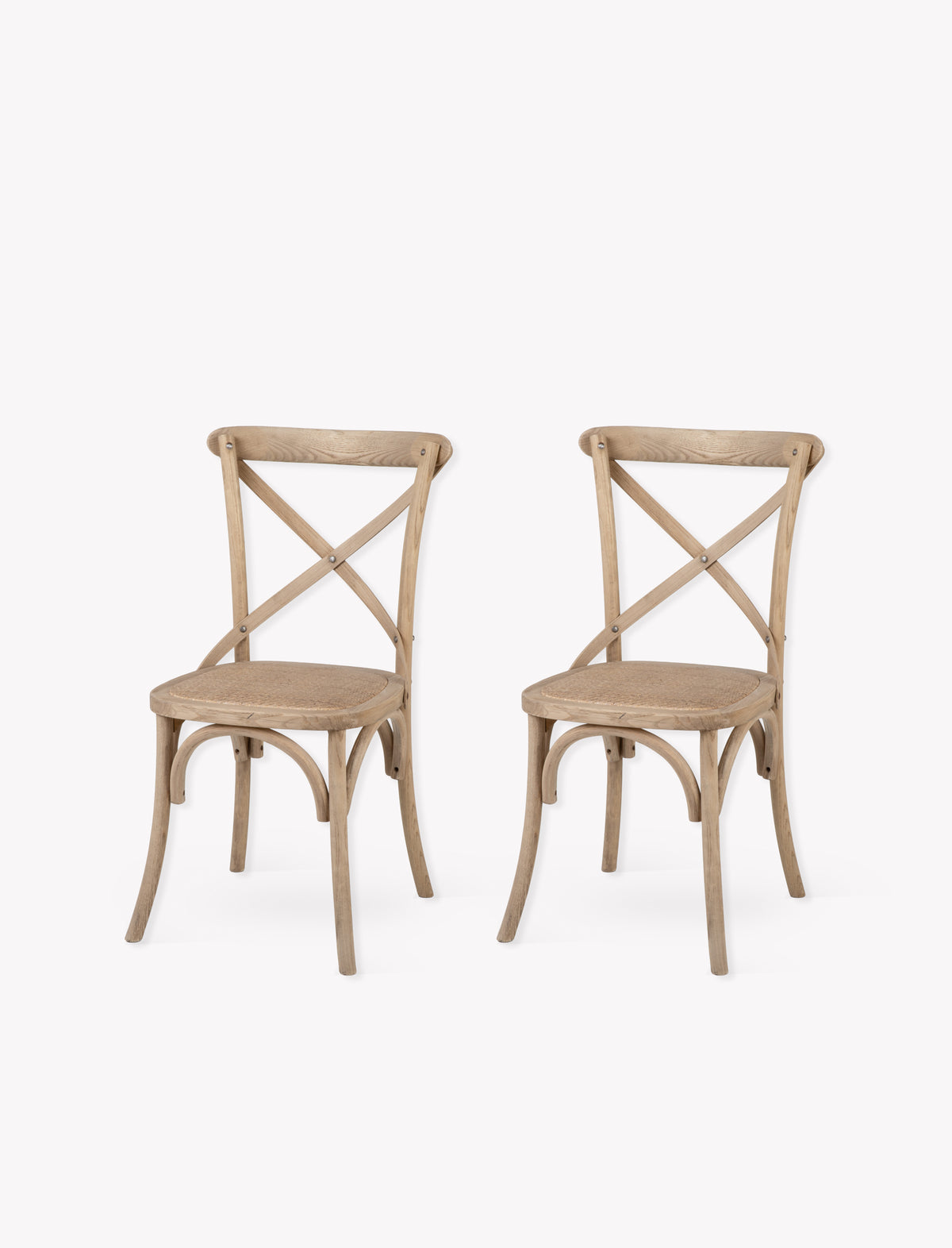 Garden Trading Ferndale Cross Back Dining Chair Elm Wood, Lime Wash, Set of 2