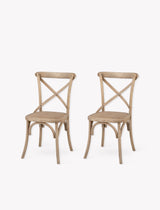 Garden Trading Ferndale Cross Back Dining Chair Elm Wood, Lime Wash, Set of 2