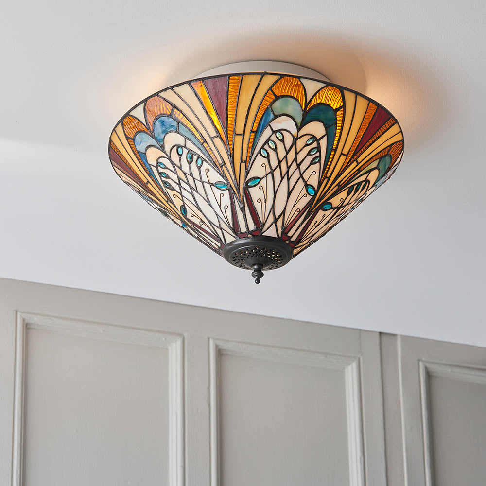 Tiffany Hector Medium 2lt Flush Ceiling Light