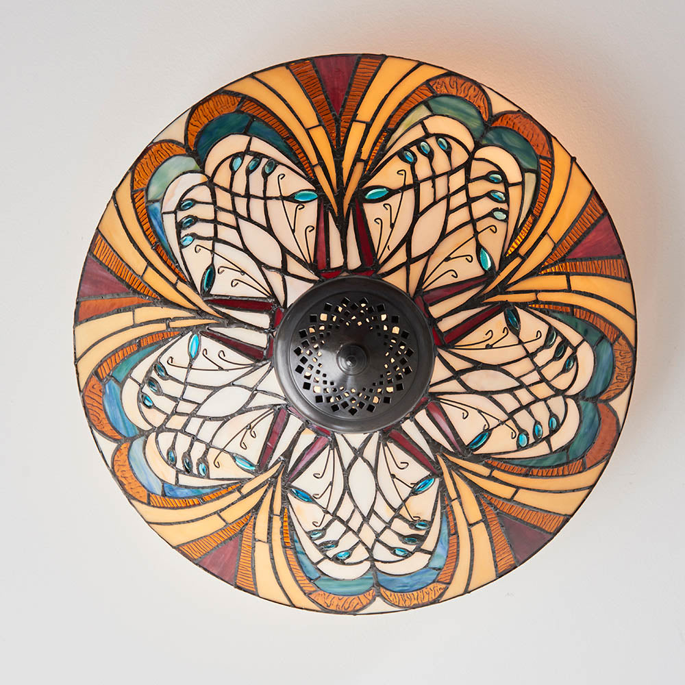 Tiffany Hector Medium 2lt Flush Ceiling Light