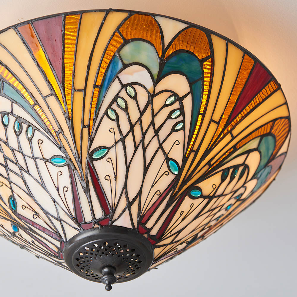 Tiffany Hector Medium 2lt Flush Ceiling Light