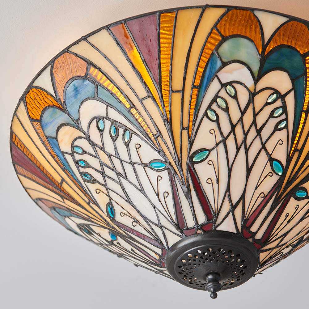 Tiffany Hector Medium 2lt Flush Ceiling Light