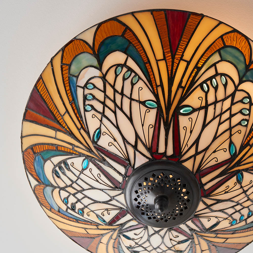 Tiffany Hector Medium 2lt Flush Ceiling Light