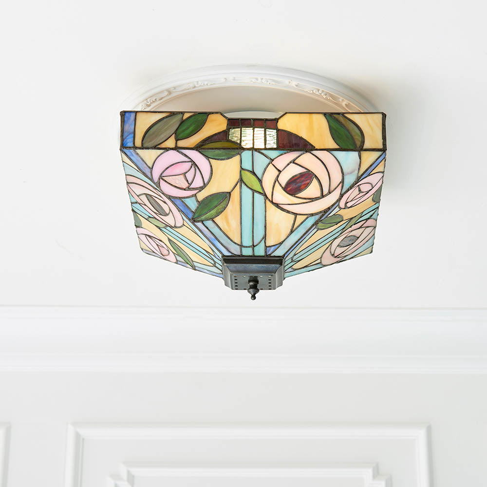 Tiffany Willow Medium 2lt Flush Ceiling Light