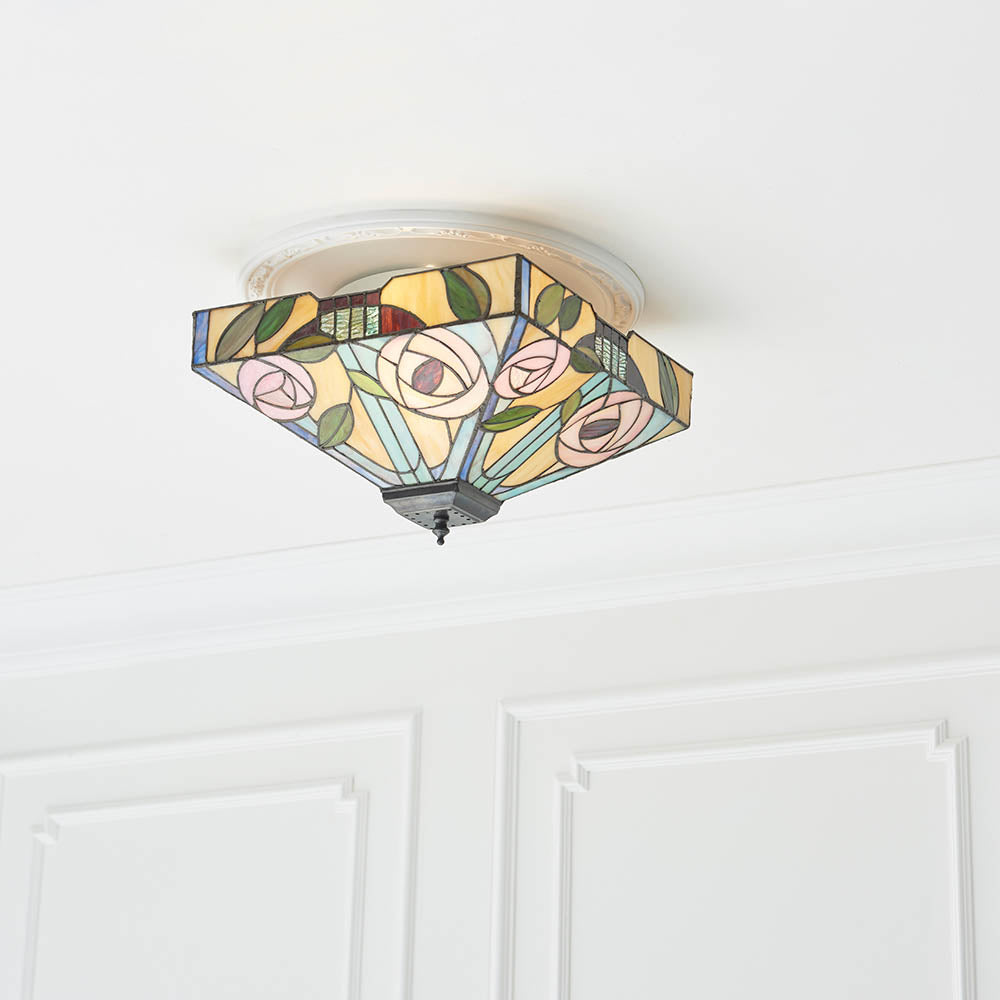 Tiffany Willow Medium 2lt Flush Ceiling Light