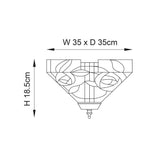 Tiffany Willow Medium 2lt Flush Ceiling Light