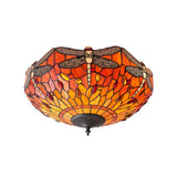 Tiffany Dragonfly Flame Medium 2lt Flush Ceiling Light