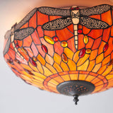 Tiffany Dragonfly Flame Medium 2lt Flush Ceiling Light