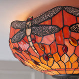 Tiffany Dragonfly Flame Medium 2lt Flush Ceiling Light
