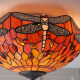 Tiffany Dragonfly Flame Medium 2lt Flush Ceiling Light