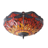 Tiffany Dragonfly Flame Medium 2lt Flush Ceiling Light