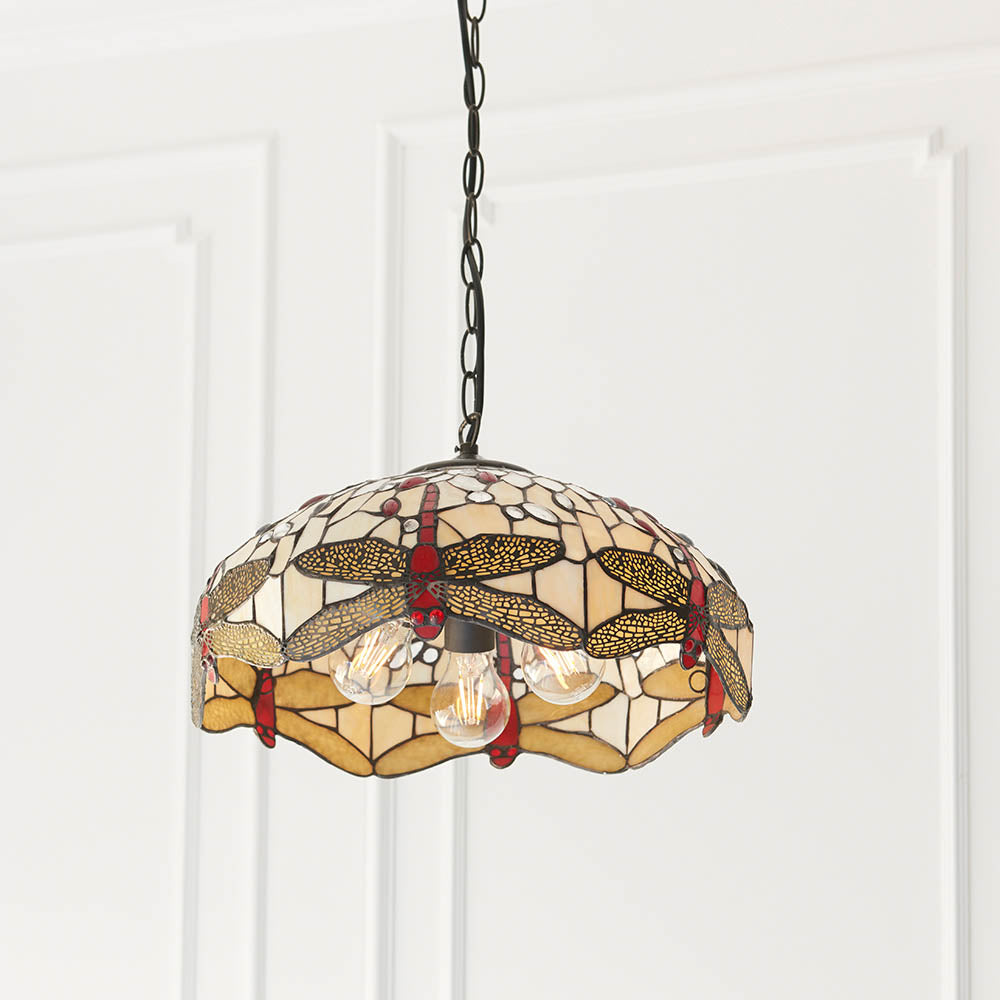 Tiffany Dragonfly Beige Medium 3lt Pendant