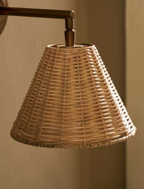 Garden Trading Hatherley Wall Light With Rattan Shade & Antique Brass