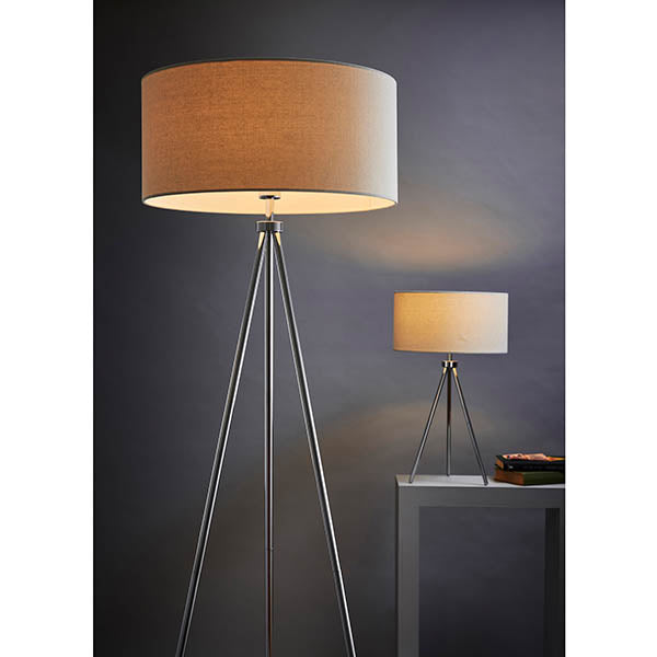 Endon Tri Floor Lamp Chrome plate & ivory fabric
