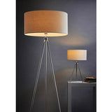 Endon Tri Floor Lamp Chrome plate & ivory fabric