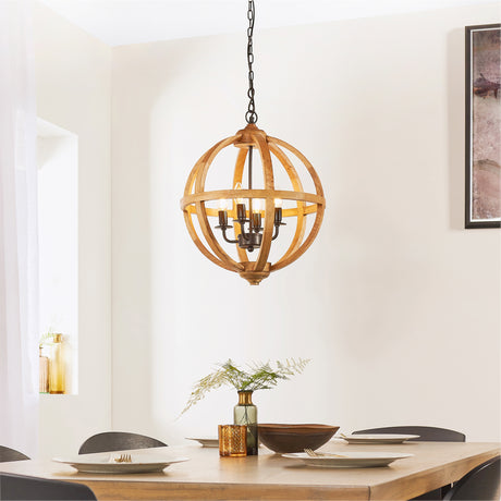 Endon Toba 4lt Wooden Orb Chandelier from Amos Lighting + Home