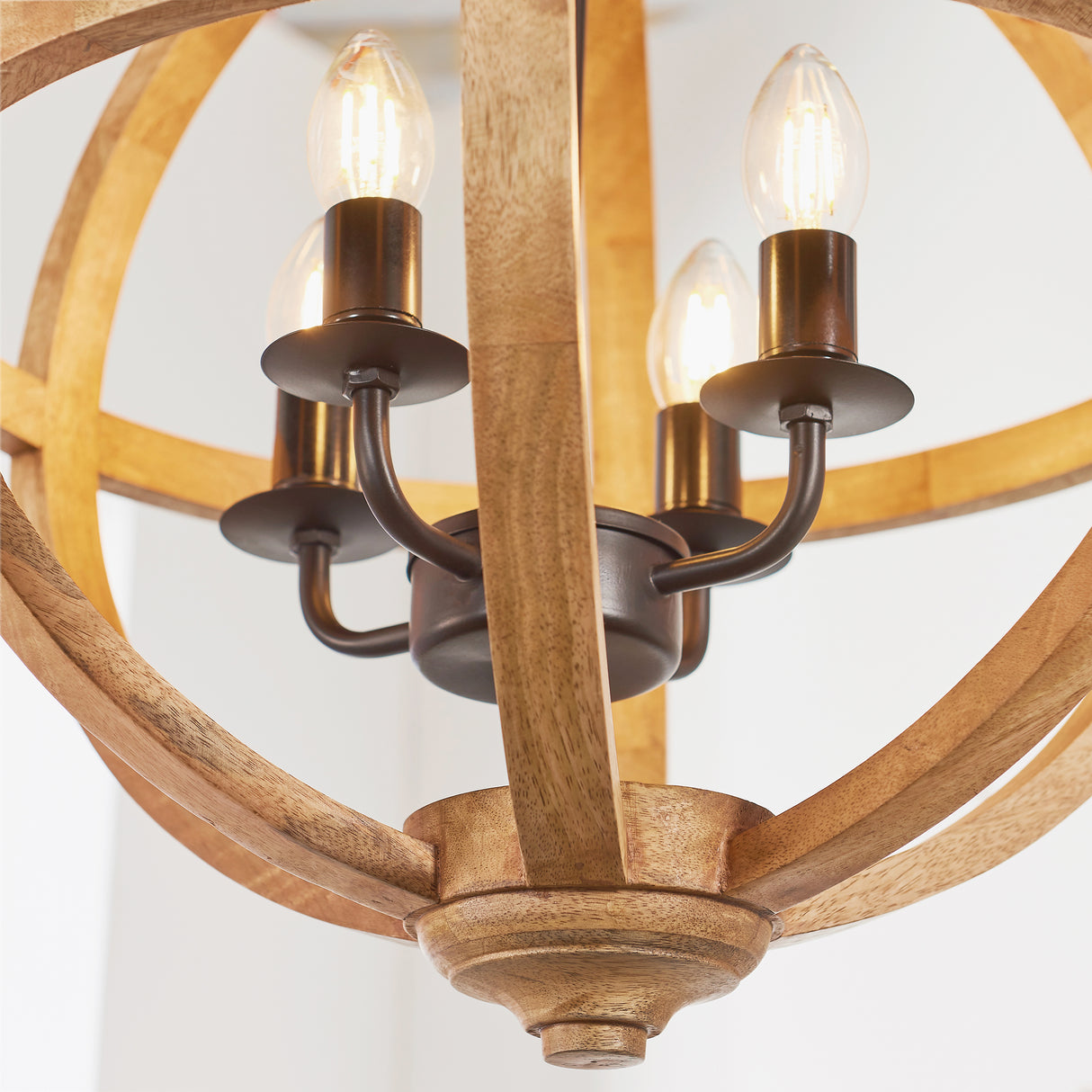 Endon Toba 4lt Wooden Orb Chandelier from Amos Lighting + Home